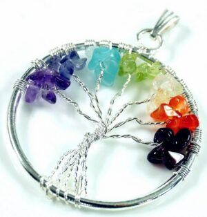 Guru-Shop Kettenanhänger 7 Chakren Amulett `Tree of life` - multi