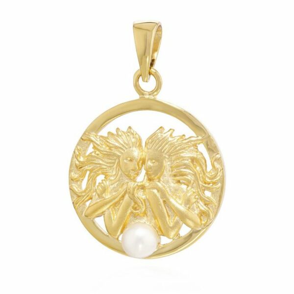 NKlaus Kettenanhänger 15mm Kettenanhänger Sternzeichen Zwillinge 333 Gelbgold 8 Karat Süwass