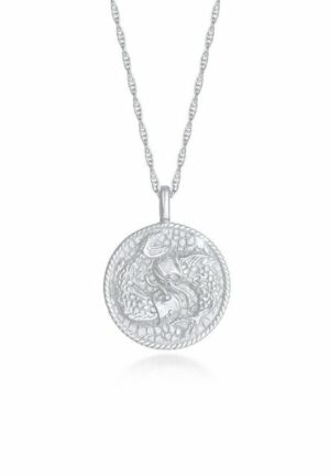 Elli Kette mit Anhänger Sternzeichen Fisch Zodiac Astro Münze 925 Silber