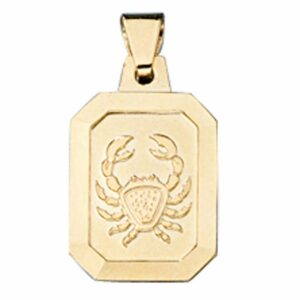 Schmuck Krone Kettenanhänger Sternzeichen Krebs - Goldanhänger Anhänger 333 Gold Halsschmuck Unisex