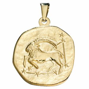 Schmuck Krone Kettenanhänger Sternzeichen Steinbock - Anhänger aus 333 Gold Gelbgold Halsschmuck Unisex