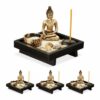 relaxdays Buddhafigur 4 x Zen Garten mit Buddha