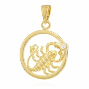 NKlaus Kettenanhänger 15mm Kettenanhänger Sternzeichen Scorpion 333 Gelbgold 8 Karat weißer