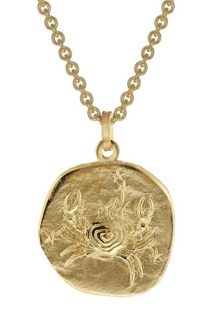 trendor Kette mit Anhänger Krebs Sternzeichen Ø 20 mm Gold auf Silber