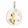 NKlaus Kettenanhänger 17mm Kettenanhänger Sternzeichen Jungfrau 925 Silber Zodiac gold weiß