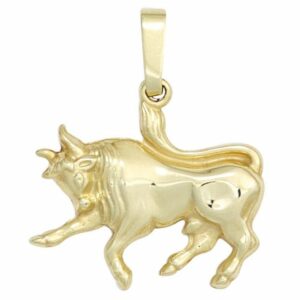 Schmuck Krone Kettenanhänger Sternzeichen Anhänger Stier 333 Gold Gelbgold Einhänger Halsschmuck Damen