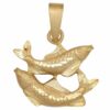 Schmuck Krone Kettenanhänger Anhänger Fische Horoskop Sternzeichen 925 Silber vergoldet mattiert Halsschmuck