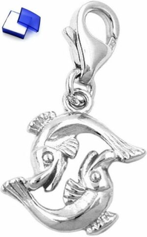 unbespielt Sternzeichenanhänger Kettenanhänger Anhänger Charm Sternzeichen Fische glänzend rhodiniert 925 Silber 14 x 14 mm