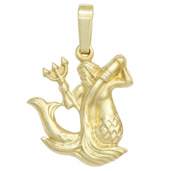 Schmuck Krone Kettenanhänger Sternzeichen Anhänger Wassermann 333 Gold Gelbgold Einhänger Halsschmuck Damen