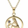 trendor Kette mit Anhänger Sternzeichen Jungfrau Gold 333 mit Saphir + vergoldete Kette