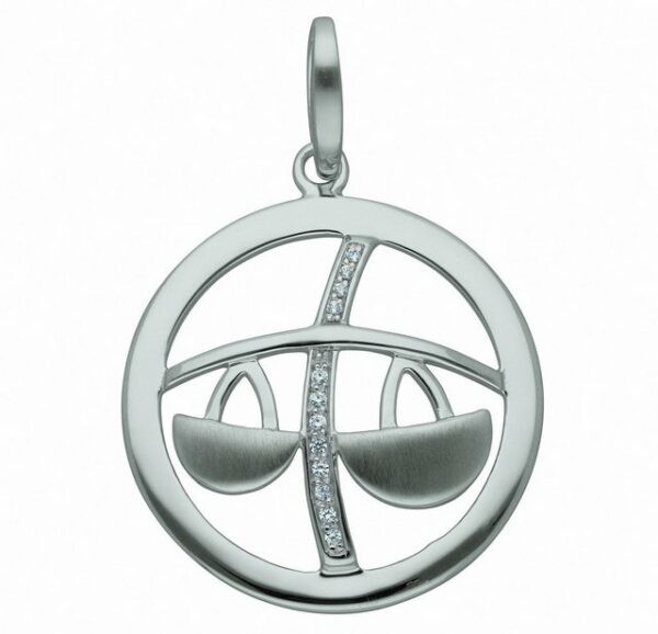 Adelia´s Kette ohne Anhänger 925 Silber Sternzeichen Anhänger Waage mit Zirkonia Ø 25