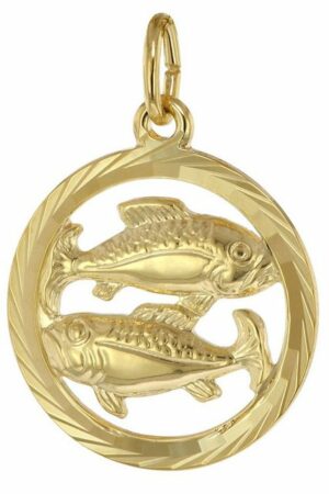 trendor Sternzeichenanhänger Sternzeichen Fische 333 Gold Ø 16 mm