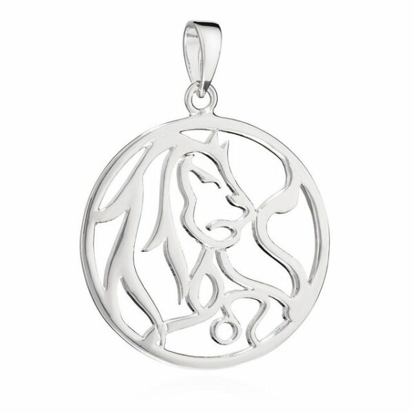 NKlaus Kettenanhänger 21mm Kettenanhänger Sternzeichen Löwe 925 Silber glanz Anhänger Zodiac