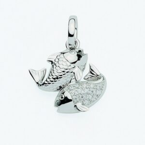 Adelia´s Kette mit Anhänger 925 Silber Sternzeichen Anhänger Fisch mit Zirkonia