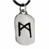 Kiss of Leather Kettenanhänger Rune Mannaz 925 Sterling Silber Buchstabe M
