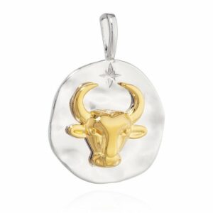 NKlaus Kettenanhänger 17mm Kettenanhänger Sternzeichen Stier 925 Silber Zodiac gold weiß Ast