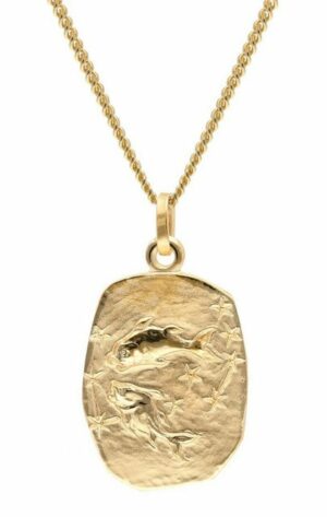 trendor Panzerkette Fische Sternzeichen Gold 333 / 8K mit vergoldeter Silberkette
