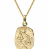 trendor Panzerkette Waage Sternzeichen Gold 585 / 14K mit vergoldeter Silberkette