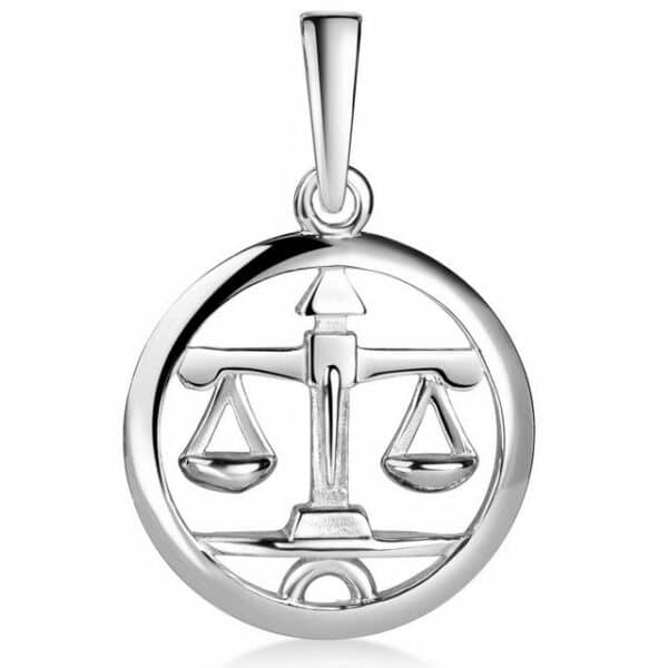Materia Sternzeichenanhänger Damen Silber Waage / Libra rund Ø15mm KA-497