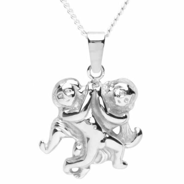 OSTSEE-SCHMUCK Kette mit Anhänger - Tierkreiszeichen Zwillinge - Silber 925/000 -