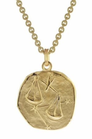 trendor Kette mit Anhänger Waage Sternzeichen Ø 20 mm Gold auf Silber