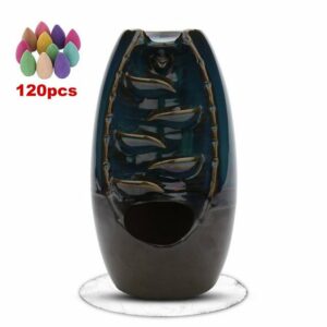 Clanmacy Räucherstäbchen-Halter Räuchergefäß mit 120er Cones Kunst Aromatherapie Wasserfall Keramik Keramischer