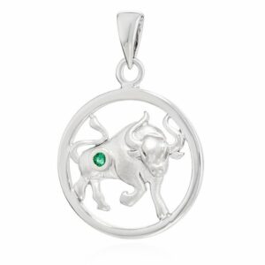 NKlaus Kettenanhänger 15mm Smaragd echt Kettenanhänger Sternzeichen Stier 925 Silber Zodiac