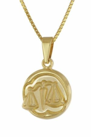 trendor Kette mit Anhänger Waage Sternzeichen Gold 333/8K mit goldplattierter Kette