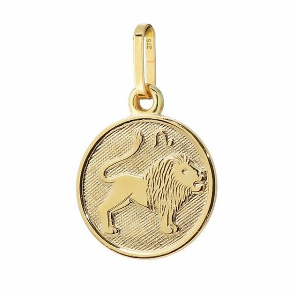 NKlaus Kettenanhänger Kettenanhänger Löwe Sternzeichen 375 Gelb Gold 9 Karat 12mm Horoskop Z